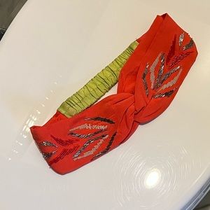 100% Silk Orange Sequin Headband